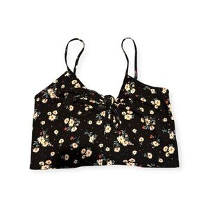 Forever 21 Floral Tank Top Crop Top Size L with Tie in Front